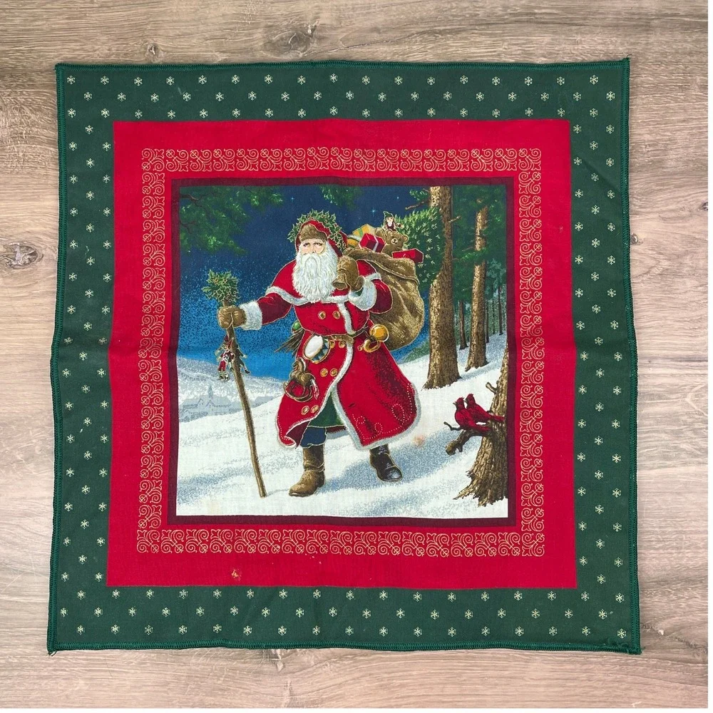 Victorian Santa Placemat Table Runner Holiday Christmas Green Red USA Made Decor